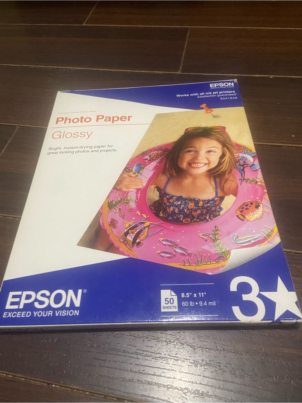 Epson S041649 50 SHEET 8.5X11 LTR GLOSSY PHOTO PAPER FOR EPSON INKJETS